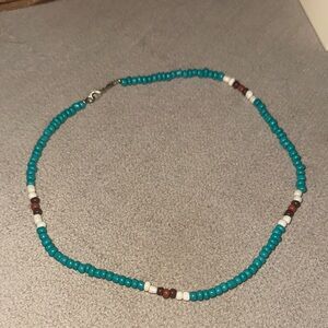 Turquoise and White Beaded Necklace